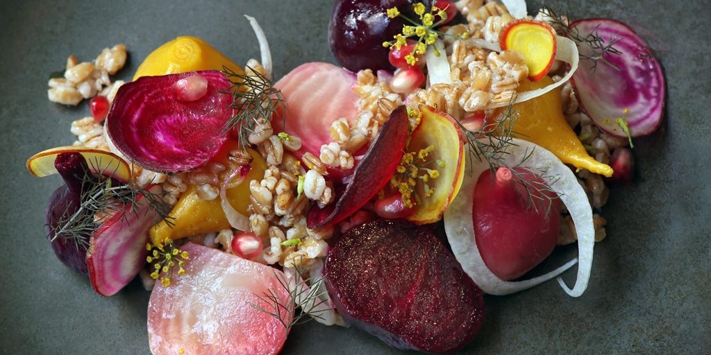 Beets with Bulgur Wheat, Bronze Fennel, Pomegranate by Chef Victoria Acosta (LR)