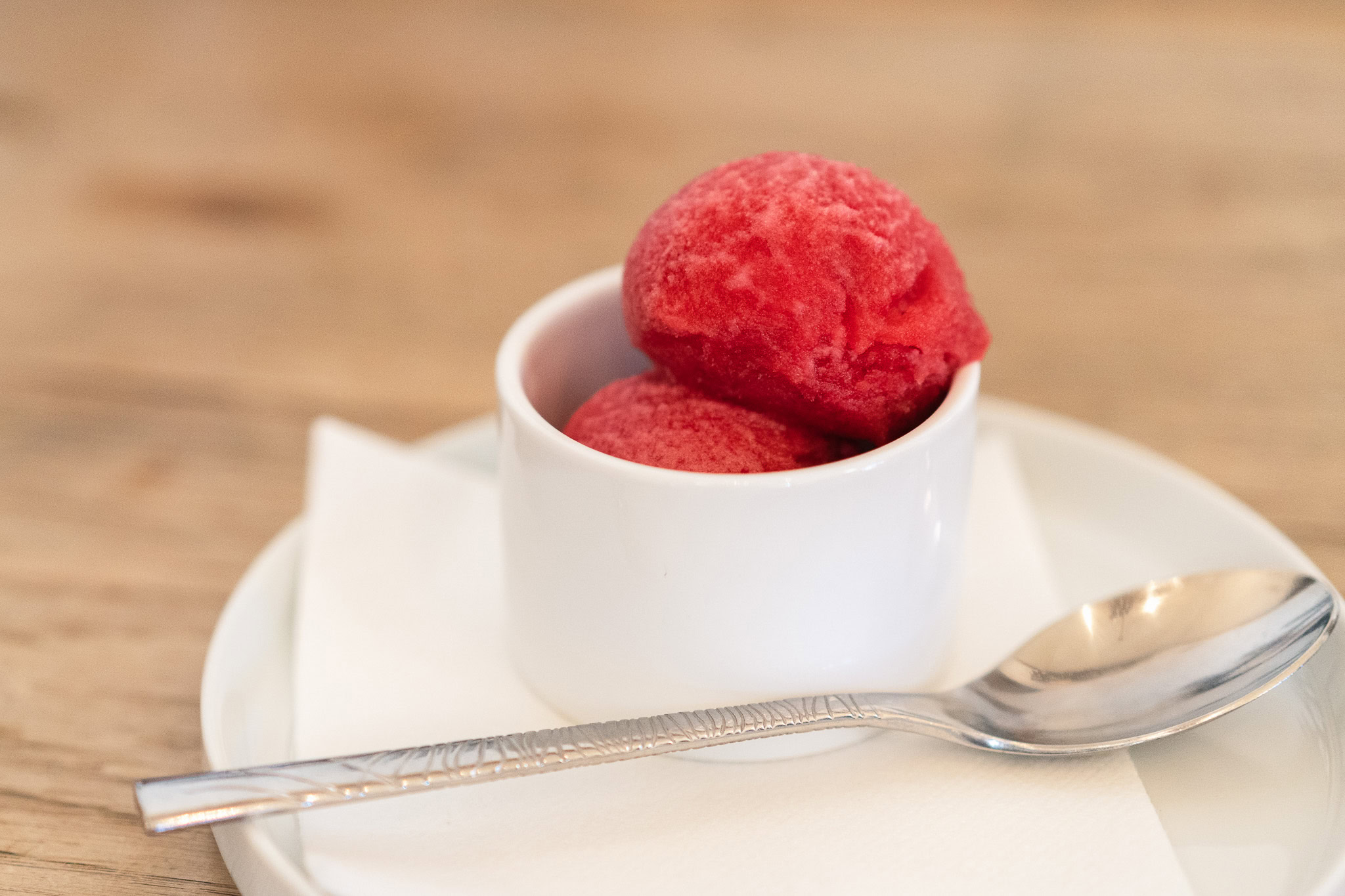Blood orange Rosato sorbet.