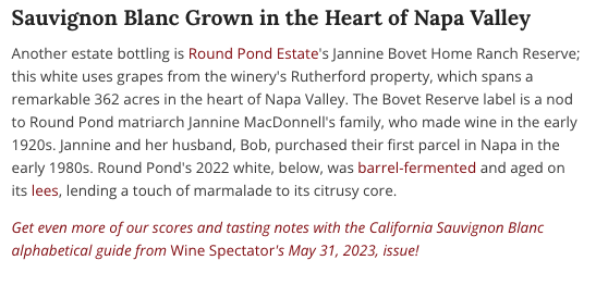 Excerpt from the Wine Spectator article linked on the blog post.