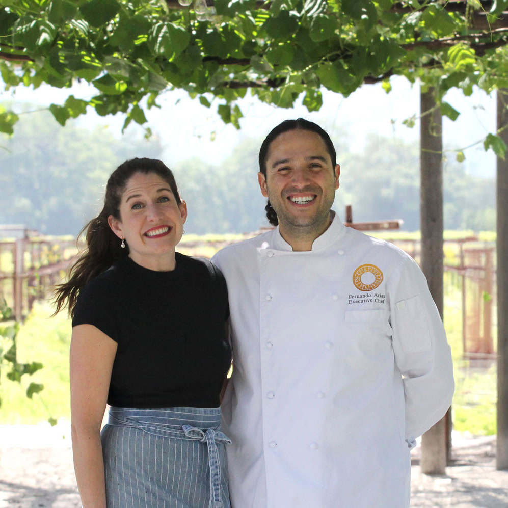 Estate Chef Fernando Arias and Pastry Chef Kathryn Gunderson at Round Pond Estate in Napa Valley, leaders of the winery’s farm-to-table culinary program.