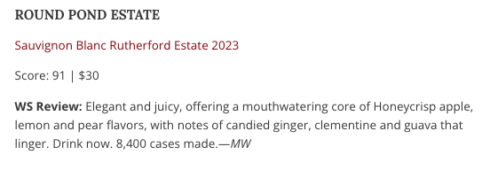 Elegant Rutherford Sauvignon Blanc with citrus and tropical fruit notes. Perfect for summer sipping.