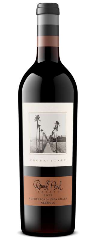 Elegant bottle of Round Pond Estate Napa Valley Nebbiolo wine.