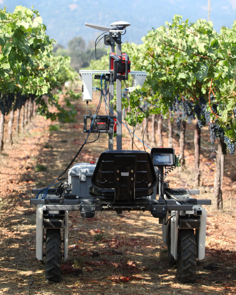 Agricultural robotics in Napa Valley vineyards — Budbreak's Emma, an AI vineyard robot at Round Pond Estate, showcasing sustainable winegrowing technology.